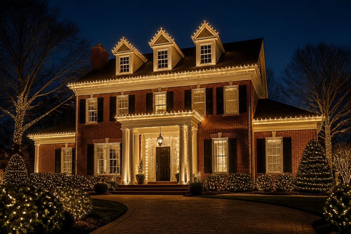 Roofline Christmas light installation in Ames Iowa